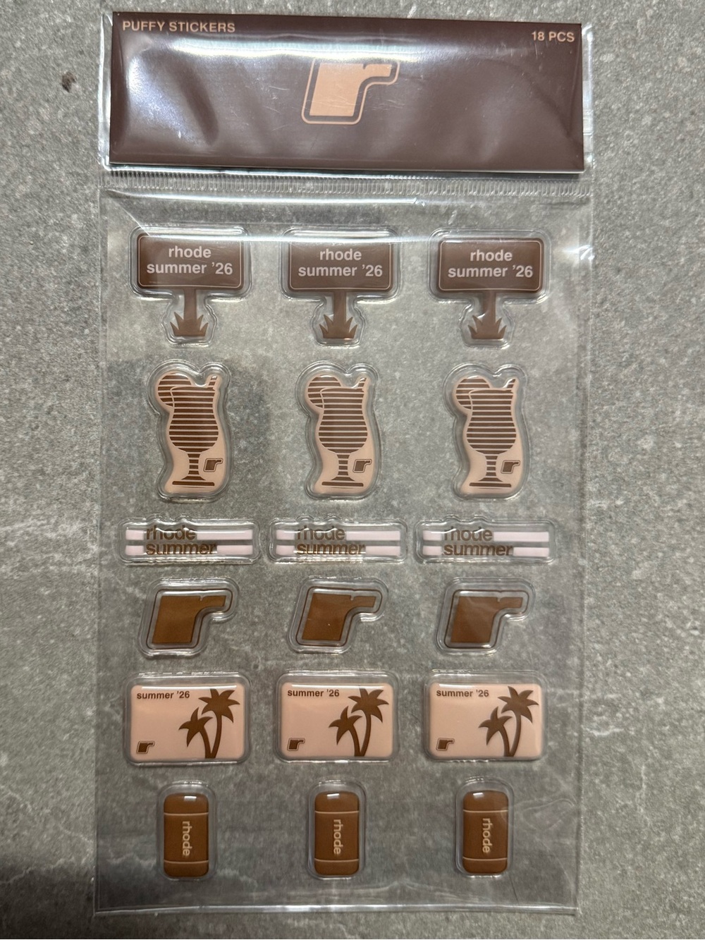 Rhode Summer '26 Brown Puffy Sticker Pack limited edition